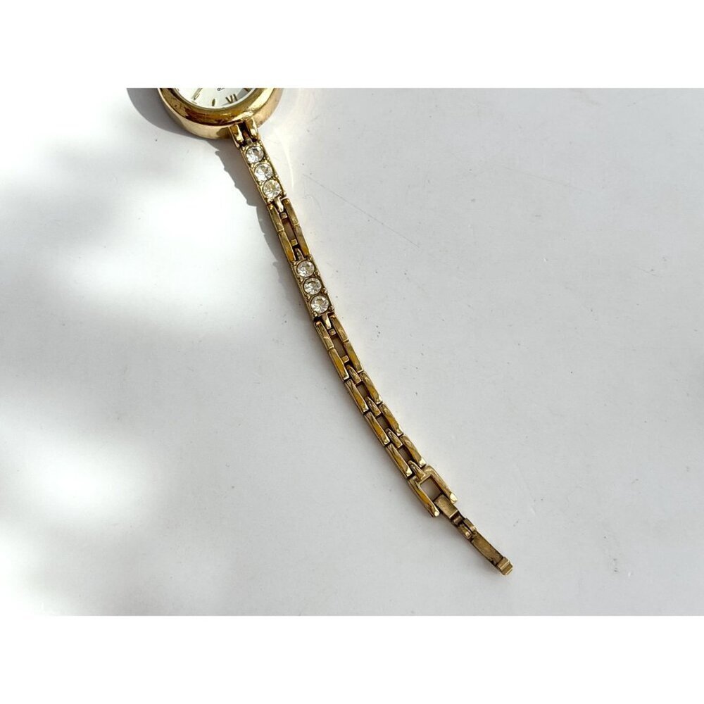 Minimalist Rhinestone Accented Analog Vintage Wristwatch - 22mm - WORKS! - Picture 5 of 13
